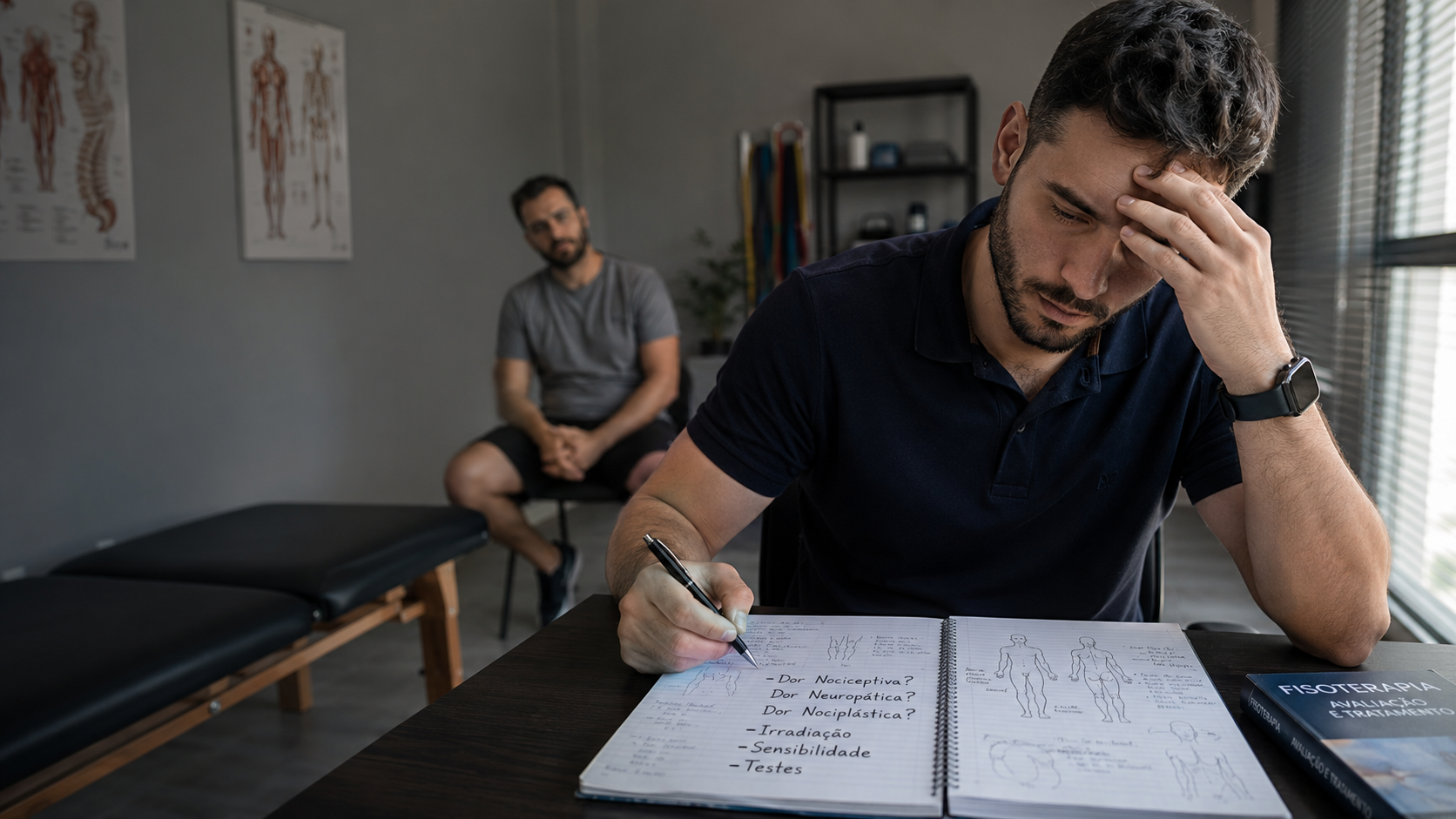Fisioterapeuta avaliando paciente